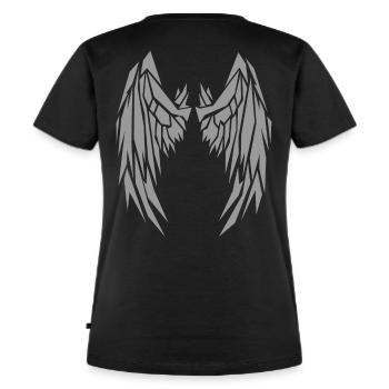 2reborn grau Wings Angel Flügel Engelflügel 5 - Frauen Premium Bio T-Shirt - Schwarz - Hinten - Selfina (174cm)