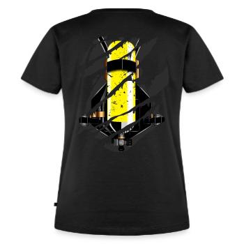 Feuerwehr Druckluftflasche - cooles Geschenk - Frauen Premium Bio T-Shirt - Schwarz - Hinten - Selfina (174cm)