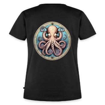 Sohn Krake: Maximus - Frauen Premium Bio T-Shirt - Schwarz - Hinten - Selfina (174cm)