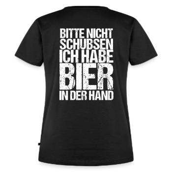 Bier Spruch Schubsen auf dem Rücken - Frauen Premium Bio T-Shirt - Schwarz - Hinten - Selfina (174cm)