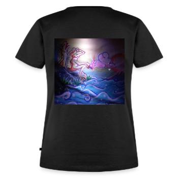 Frog with a green environment - Women's Premium Organic T-shirt - black - Back - Selfina (174cm)