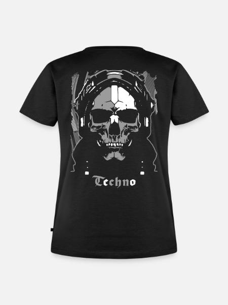 Futuristischer Techno Skull - Frauen Premium Bio T-Shirt - Schwarz