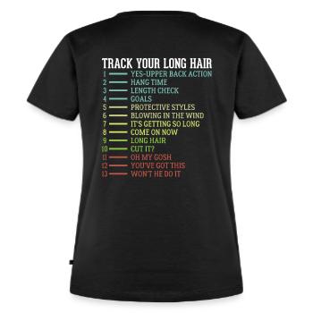 Track your long natural hair hair lengths - Women's Premium Organic T-shirt - black - Back - Selfina (174cm)
