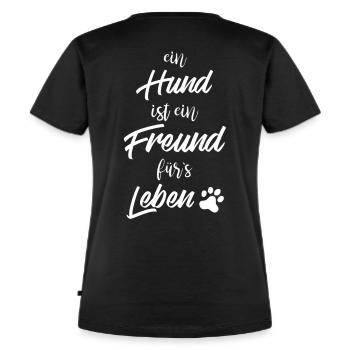 Ein Hund ist ein Freund fürs Leben - Frauen Premium Bio T-Shirt - Schwarz - Hinten - Selfina (174cm)