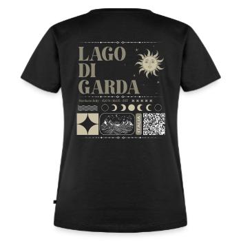 Lac de Garde Lago di Garda Backprint - T-shirt Premium bio Femme - noir - Dos - Selfina (174cm)