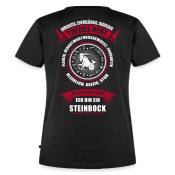 Steinbock Sternzeichen Horoskop - Frauen Premium Bio T-Shirt - Schwarz - Hinten - Selfina (174cm)