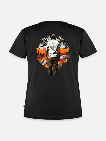 Herbstliche Berg-Wanderung - Frauen Premium Bio T-Shirt - Schwarz