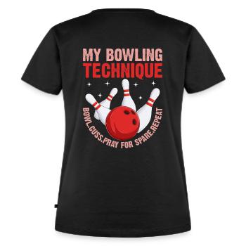 21 Ma technique de bowling Humour amusant Joueur de quilles - T-shirt Premium bio Femme - noir - Dos - Selfina (174cm)