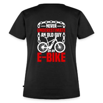 Lustiger E-Bike Opa Fahrrad fahren - Frauen Premium Bio T-Shirt - Schwarz - Hinten - Selfina (174cm)