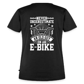 Ne sous-estimez pas un vieil homme sur un vélo électrique - T-shirt Premium bio Femme - noir - Dos - Selfina (174cm)