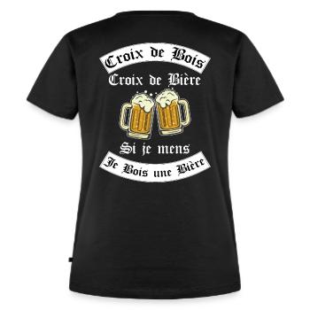 crois de bois croix de bière | cadeau beauf - T-shirt Premium bio Femme - noir - Dos - Selfina (174cm)
