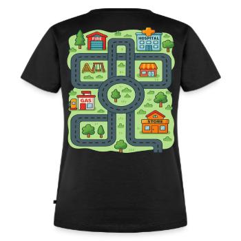 Spiele Autos auf Papas Rücken Lustige Kinder und Vatertag - Frauen Premium Bio T-Shirt - Schwarz - Hinten - Selfina (174cm)