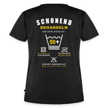 50 Geburtstag Schonend Behandeln Das Gute Stück - Frauen Premium Bio T-Shirt - Schwarz - Hinten - Selfina (174cm)