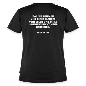 Bibel Spruch Zitat Alkohol Lustig Sprüche - Frauen Premium Bio T-Shirt - Schwarz - Hinten - Selfina (174cm)