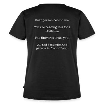 Das Universum liebt dich - Frauen Premium Bio T-Shirt - Schwarz - Hinten - Selfina (174cm)