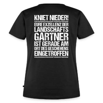 Landschaftsgärtner Gartenbau Landschaftsbau Garten - Frauen Premium Bio T-Shirt - Schwarz - Hinten - Selfina (174cm)