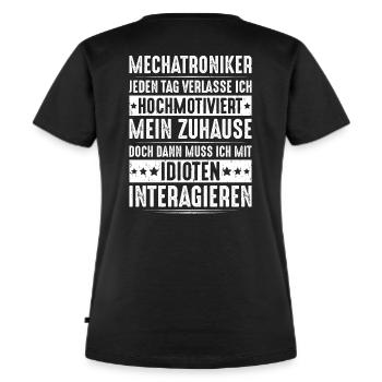 Mechatroniker Mechatronik Mechatronics Engineer - Frauen Premium Bio T-Shirt - Schwarz - Hinten - Selfina (174cm)
