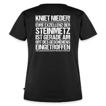 Steinmetz Steinbildhauer Stonemason Stone Mason - Frauen Premium Bio T-Shirt - Schwarz - Hinten - Selfina (174cm)
