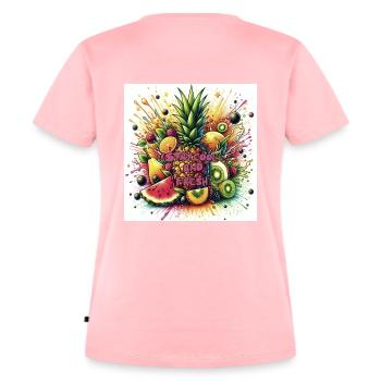 Explosion de fruits - T-shirt Premium bio Femme - rose - Dos - AI Model Female 172 dark (172cm)