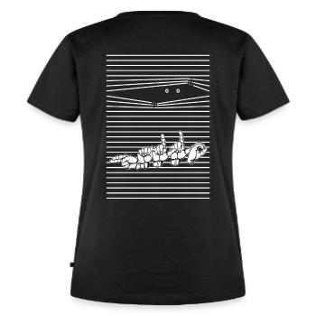 HALLO - mit deutscher Gebärdensprache BACKPRINT - Frauen Premium Bio T-Shirt - Schwarz - Hinten - Selfina (174cm)