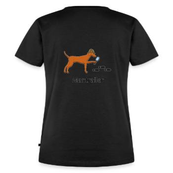 Mantrailing Vizsla - Frauen Premium Bio T-Shirt - Schwarz - Hinten - Selfina (174cm)