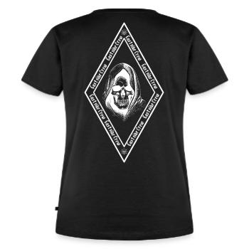 Raute Biker - Frauen Premium Bio T-Shirt - Schwarz - Hinten - Selfina (174cm)