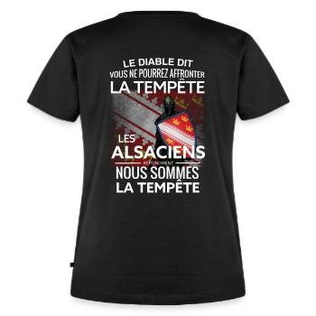 Alsacien et tempête - T-shirt Premium bio Femme - noir - Dos - Selfina (174cm)