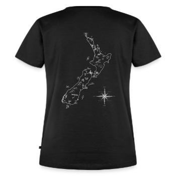 Neuseeland Reise Karte - Frauen Premium Bio T-Shirt - Schwarz - Hinten - Selfina (174cm)