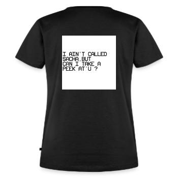 Videospiel-Anmachspruch - Frauen Premium Bio T-Shirt - Schwarz - Hinten - Selfina (174cm)
