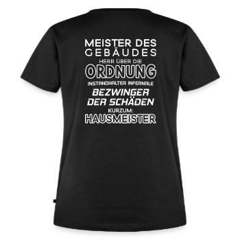 Hausmeister / Hausmeisterin - Frauen Premium Bio T-Shirt - Schwarz - Hinten - Selfina (174cm)