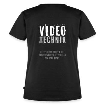 Videotechniker-Shirt für Konzert und Show - Frauen Premium Bio T-Shirt - Schwarz - Hinten - Selfina (174cm)
