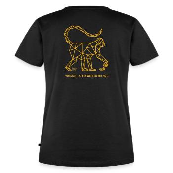 Bronko55 n°79 – « Attention, les singes jettent des excréments ! » - T-shirt Premium bio Femme - noir - Dos - Selfina (174cm)