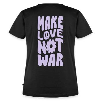 Make Love Not War - Frauen Premium Bio T-Shirt - Schwarz - Hinten - Selfina (174cm)