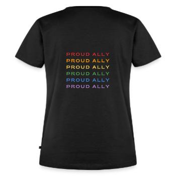 Pride Proud Ally - Frauen Premium Bio T-Shirt - Schwarz - Hinten - Selfina (174cm)
