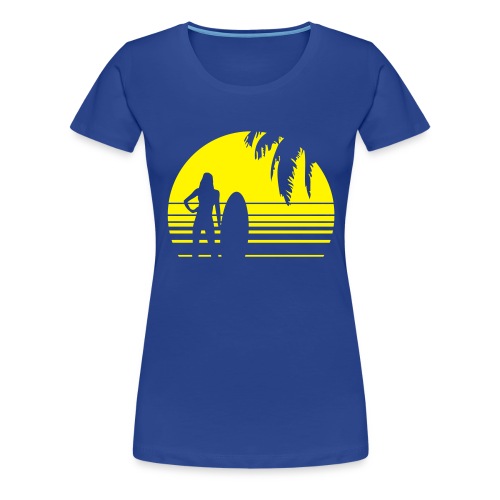 BEACH SURFING GIRL PALME 1C - Frauen Premium T-Shirt