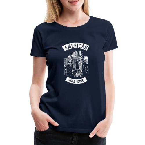 American Skull Gothic - Vit - Premium-T-shirt dam
