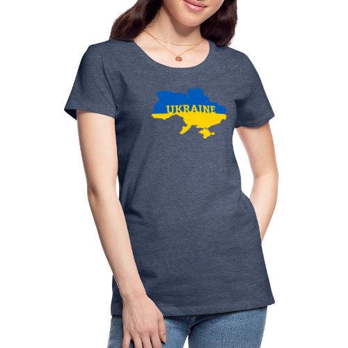 Ukraine Karte Blau Gelb Support & Solidarität - Frauen Premium T-Shirt