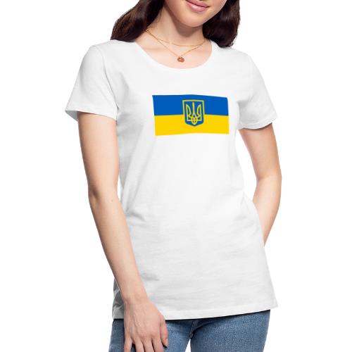 Ukraine Wappen auf Blau Gelb Flagge - Frauen Premium T-Shirt