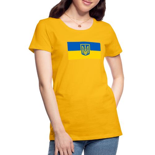 Ukraine Wappen auf Blau Gelb Flagge - Frauen Premium T-Shirt