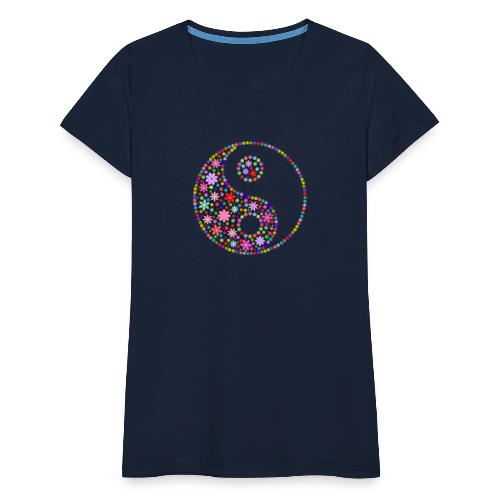 Yin und Yang transparent mit Blumen - Frauen Premium T-Shirt