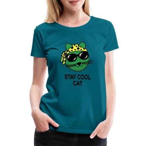 Coole Katze mit bunter Bandana - Frauen Premium T-Shirt