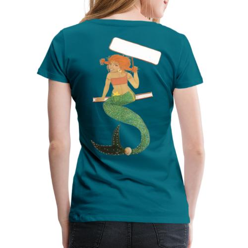 Mermaid on the railing holding up sign - Premium-T-shirt dam