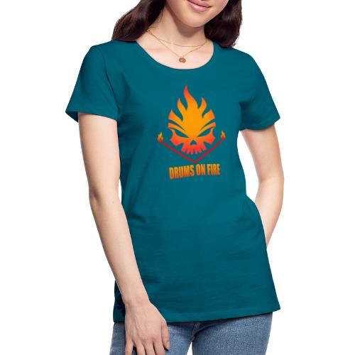 Drums on Fire Skull Totenkopf - Frauen Premium T-Shirt