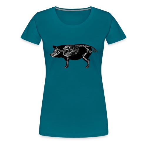 Schwein-Skelett - Premium-T-shirt dam