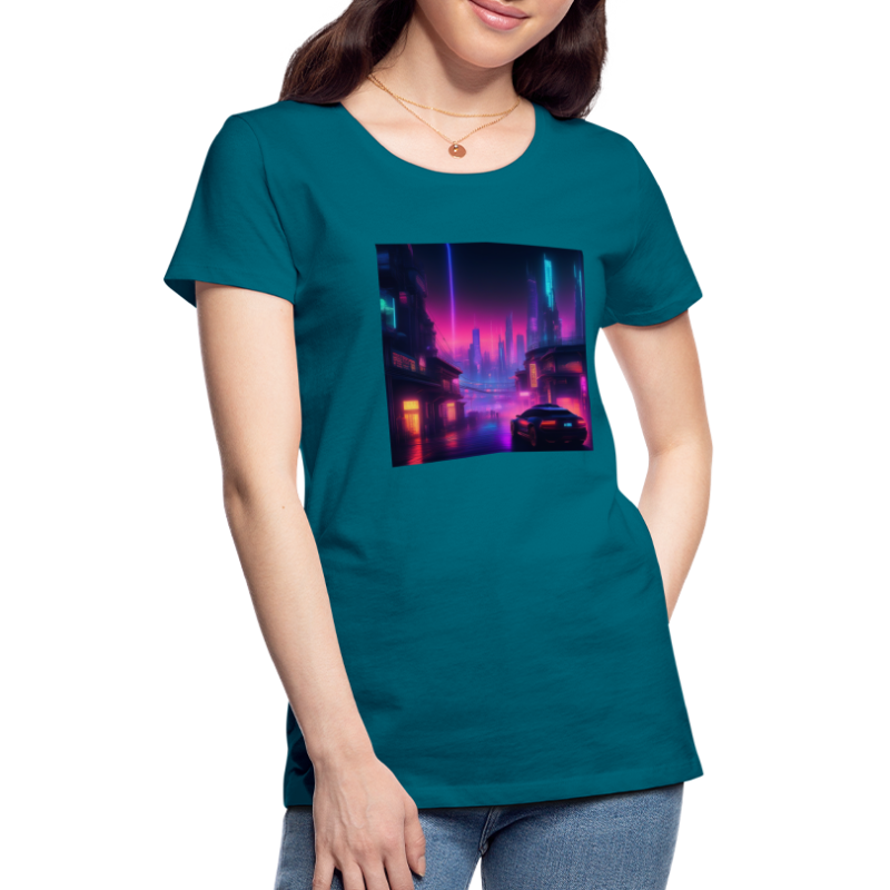 AI C_/berpunk Cityscape - Frauen Premium T-Shirt