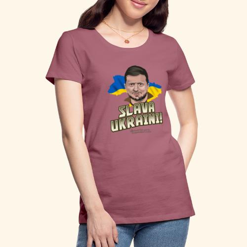 Zelensky Porträt und Slogan Ruhm der Ukraine - Frauen Premium T-Shirt