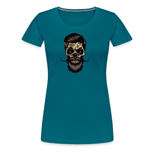 tete de mort crane hipster skull barbu moustache t - T-shirt Premium Femme