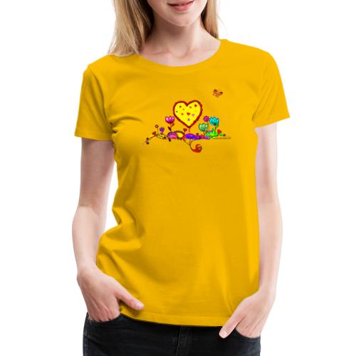 Blumengruß mit Herz - Frauen Premium T-Shirt