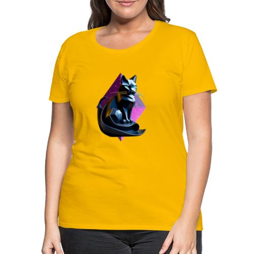 Chat noir profil origami - T-shirt Premium Femme