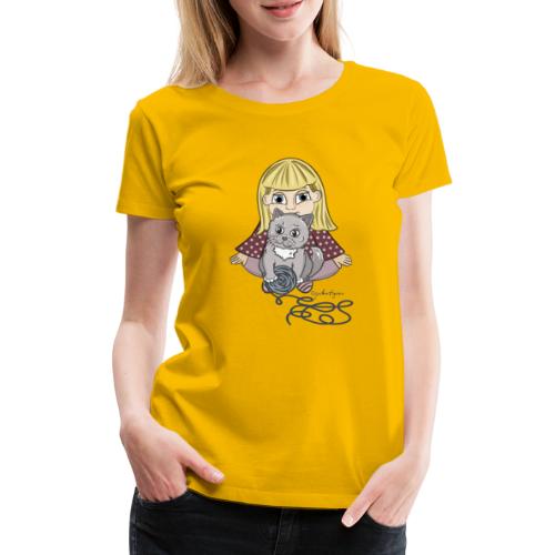 Mädchen mit Katze - Frauen Premium T-Shirt